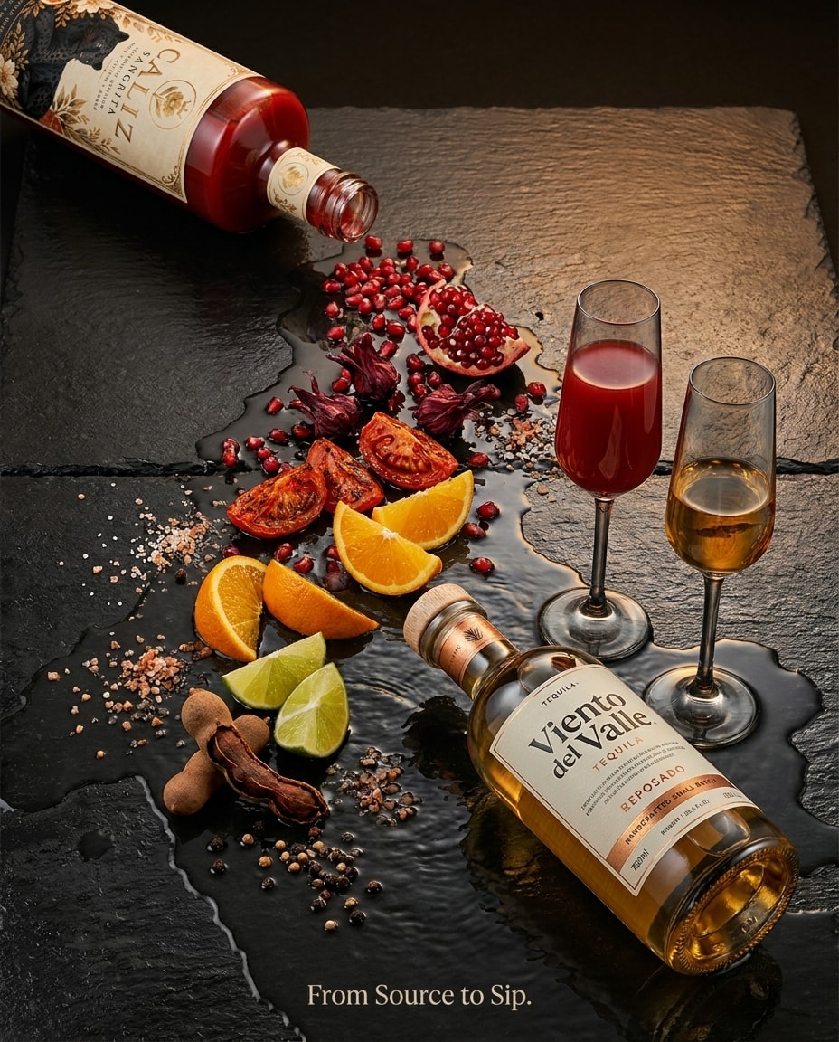 CALIZ sangrita and fresh ingredients